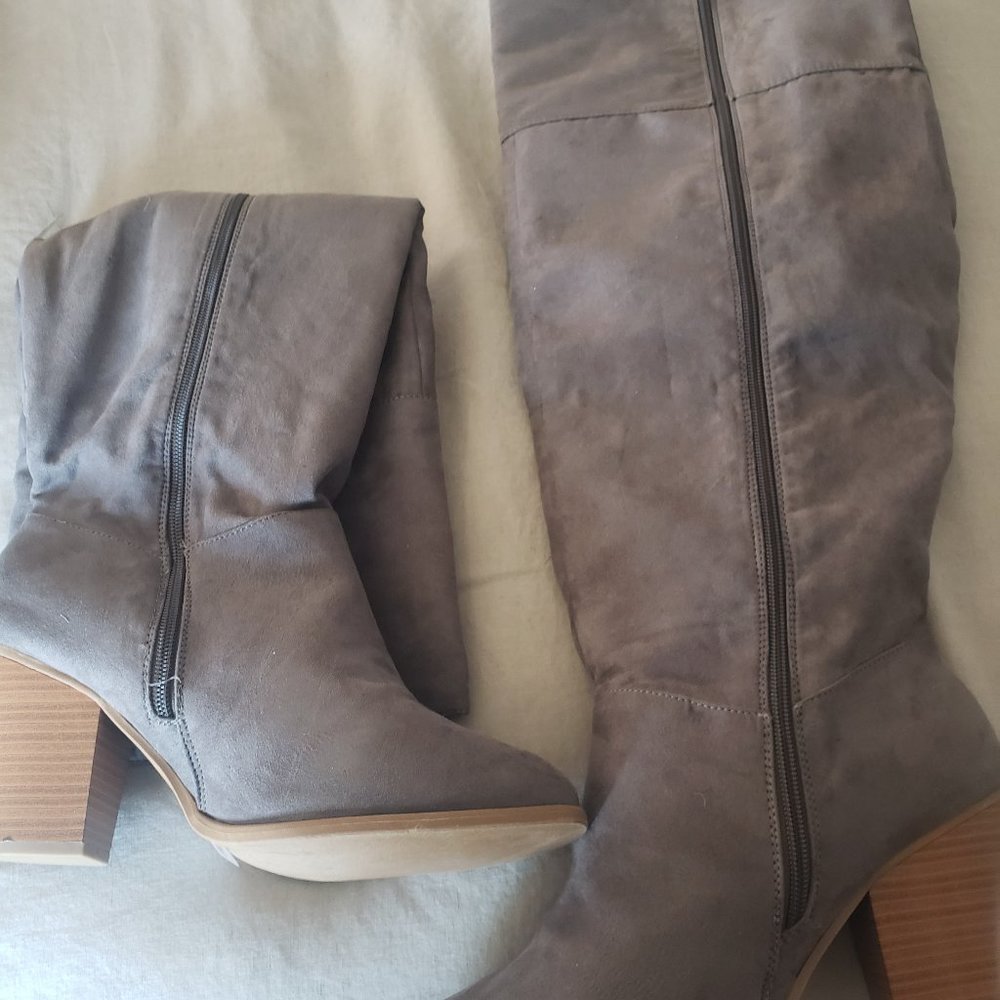 Womens Thigh High Boot Dark Gray Wide Calf 11W